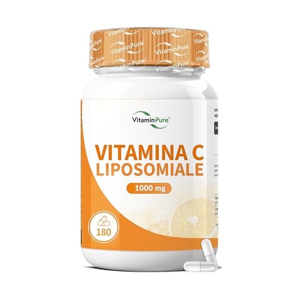 Vitamine C Liposomale 1000mg, 180 Gélules – Complément Alimentaire qui contribue au fonctionnement normal du système immunita