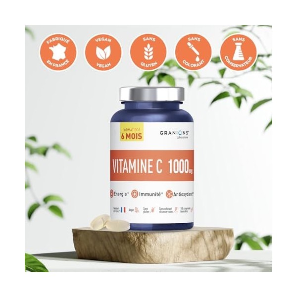 VITAMINE C 1000 mg GRANIONS | FORMAT 6 MOIS - Vitamines C Energie - Vitamines Adultes - Vitamin C Haut Dosage - Vitamine C Ve