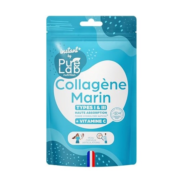 Collagène Marin Hydrolysé 1000mg Naticol Types I & III + Vitamine C - 30 Gélules Faciles à Avaler - Peau, Articulations, Ch
