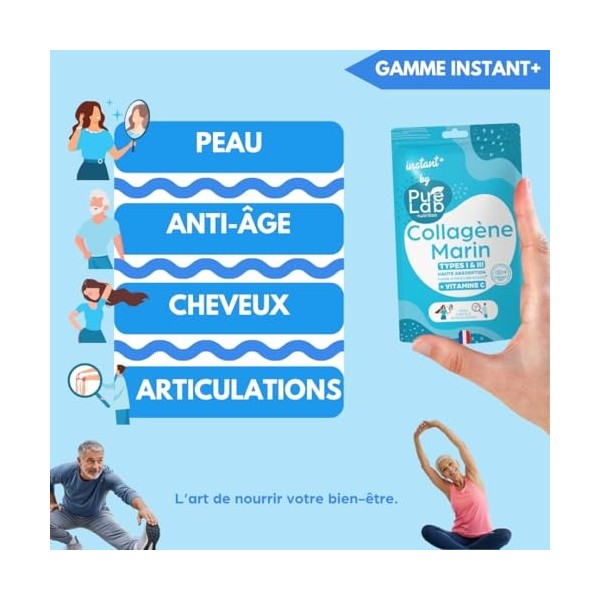 Collagène Marin Hydrolysé 1000mg Naticol Types I & III + Vitamine C - 30 Gélules Faciles à Avaler - Peau, Articulations, Ch