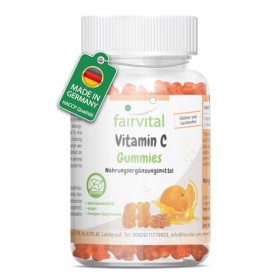 Fairvital | Gommes vitamine C - 90 pièces - 500mg par jour - Saveur orange - Hautement dosées - 100% végétaliennes + sans suc