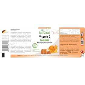 Fairvital | Gommes vitamine C - 90 pièces - 500mg par jour - Saveur orange - Hautement dosées - 100% végétaliennes + sans suc