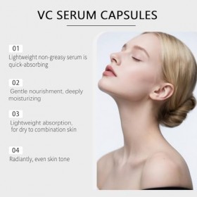 Sérum à la vitamine C pour capsules pour le visage, sérum éclaircissant, soin de la peau à la vitamine C, anti-âge, hydratati...