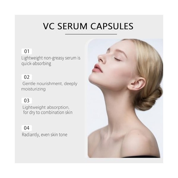 Sérum à la vitamine C pour capsules pour le visage, sérum éclaircissant, soin de la peau à la vitamine C, anti-âge, hydratati...