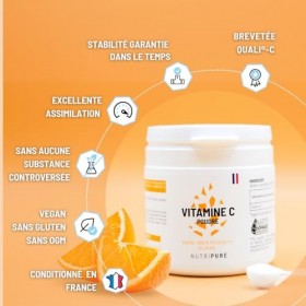 Nutripure | Vitamine C Vegan 100% Pure en Poudre | Ingrédient breveté Quali®-C | Antioxydant | Fatigue, Rhume, Immunité | San...