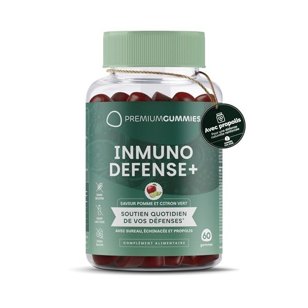 Gommes à la vitamine C, zinc, échinacée, sureau et propolis - Renforcent les défenses immunitaires - Saveur pomme-citron vert