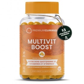 Multivitaminées Gommes - 13 vitamines: A, C, D, E, K, B1, B2, B3, B5, B6, B12, biotine, acide folique, zinc et sélénium - Goû