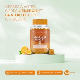Multivitaminées Gommes - 13 vitamines: A, C, D, E, K, B1, B2, B3, B5, B6, B12, biotine, acide folique, zinc et sélénium - Goû