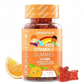 Vitamine C Enfants - Sans Sucre & Sans Gluten - 40mg et Zinc - Gummies Vitamine C avec Vitamines B6, B12 - Vitamines Végétali