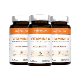Nutraclear | Cure de 3 mois Vitamine C PureWay-C® 3x60 Gélules | Haute Absorption & Assimilation | Immunité, Énergie & Rédu V...