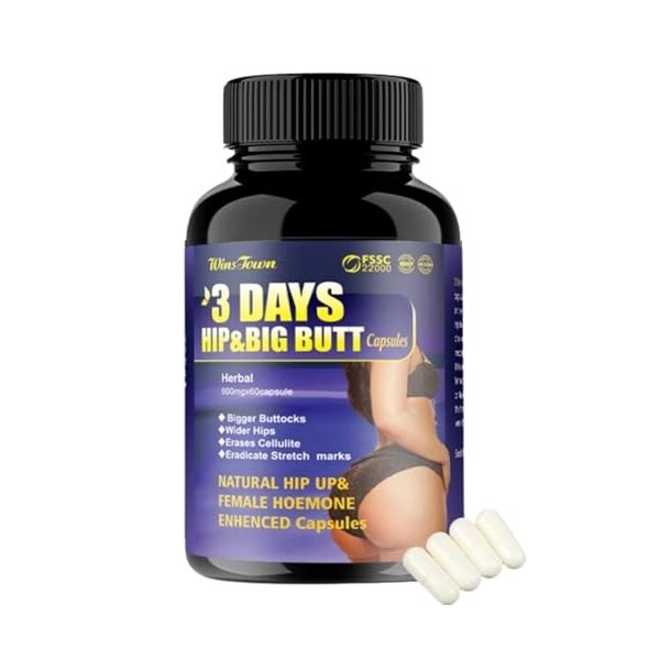 Hip butt 3 Days enlargement capsules à base dingrédients 100% naturels. Conçue pour aider à augmenter le volume et la forme 