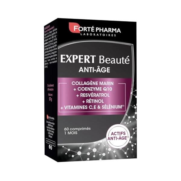 Forté Pharma - Expert Beauté Anti Age - Signes de lâge - Complement alimentaire Collagene marin type I, CoQ10, Resveratrol, ...
