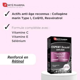 Forté Pharma - Expert Beauté Anti Age - Signes de lâge - Complement alimentaire Collagene marin type I, CoQ10, Resveratrol, ...