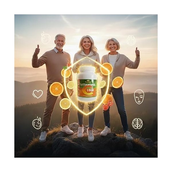 Vitamine C 1000mg Haute Dose – 180 Gélules - Cure 6 mois – Soutien Système Immunitaire & Réduction de la Fatigue – Puissant A
