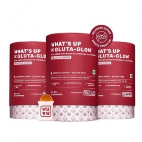 Whats Up Gluta-Glow Gummies | Teint de peau éclatant | Dépigmentation | Détoxification | 90 jours | Hommes et femmes | Premi ...