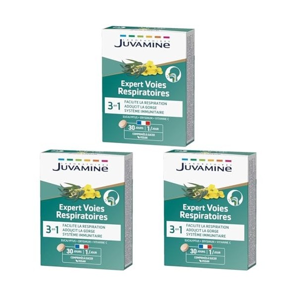 JUVAMINE - Expert Voies Respiratoires – Facilite la respiration - Système immunitaire - Adoucit la gorge – Eucalyptus - Erysi