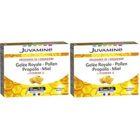 JUVAMINE - Gelée royale - Pollen - Propolis - Miel - Vitamine C - Produits de la Ruche - 10 ampoules - Résistance de lorgani ...