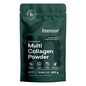 Intenson Poudre Multi Collagène 420 g, 5 Types de Collagène I, II, III, V, X , Soutient la Peau, les Cheveux, les Ongles, le