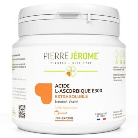 Acide L-Ascorbique E300 Extra Soluble en Poudre Pierre Jérôme - 500 G - Vitamine C Pure et Naturelle - Complément Immunité et...