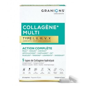 GRANIONS - MULTI COLLAGENE COMPRIMÉS CITRON + CREME DE NUIT 50 mL + SERUM 30 mL - Collagene marin - Acide Hyaluronique - Coll