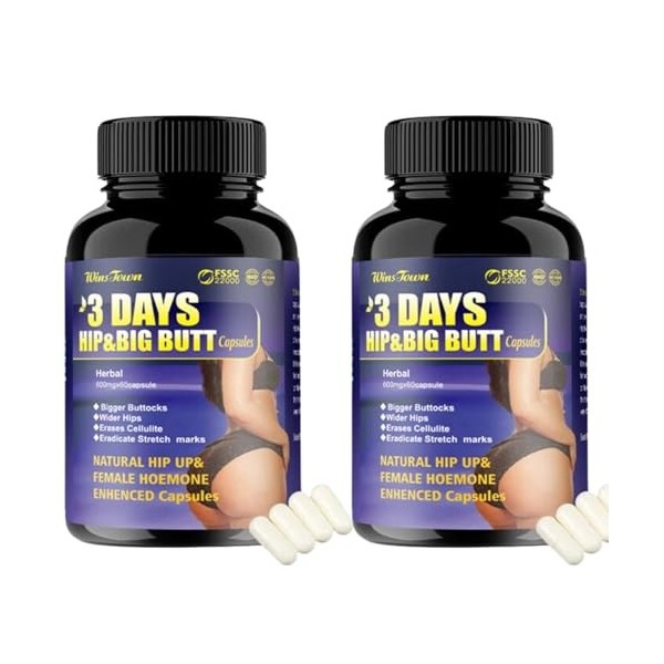 Hip butt 3 Days enlargement capsules à base dingrédients 100% naturels.