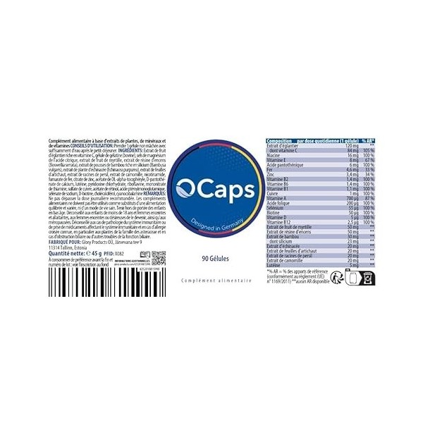 O Caps - avec des ingrédients pour une efficacité maximale - 90 gélules par boîte