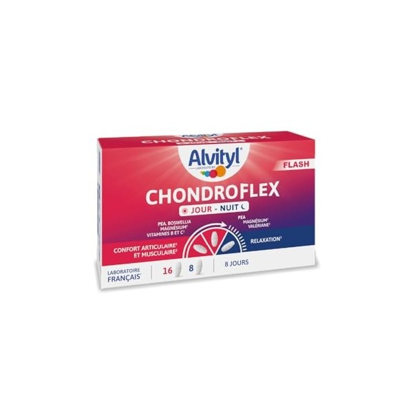 ALVITYL – Chondroflex Jour Nuit – Formule Flash - Double action : jour & nuit - PEA – Confort articulaire et musculaire – rel