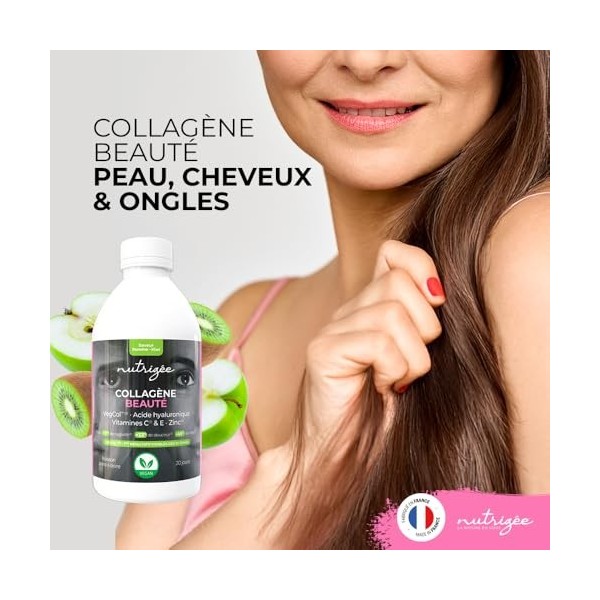 Collagène Beauté Boisson Vegan Nutrigée – Peptides VegCol®, acide hyaluronique, vitamines C & E, zinc – peau ferme, rides réd