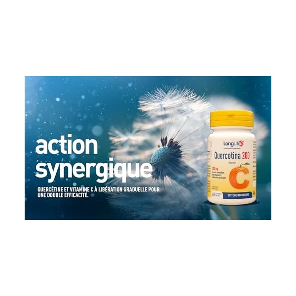 LongLife® Quercetina 200 | Haute dose avec vitamine C à libération prolongée | Défenses immunitaires | Réduction de la fatigu