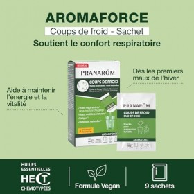Pranarôm - Aromaforce Sachet Coups de froid - Vitamine C Ravintsara - 9 sachets Vitamine C