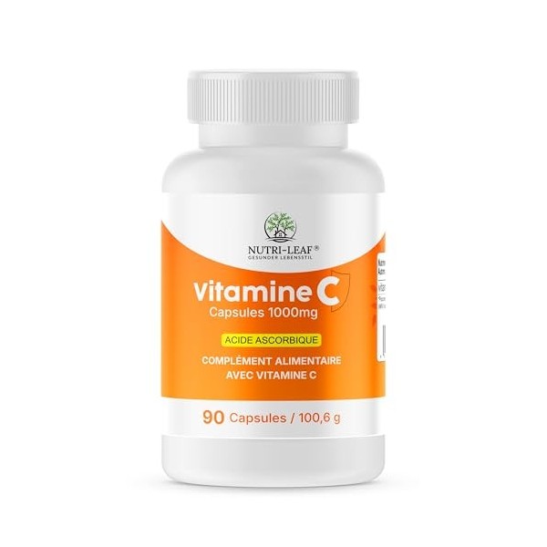 Vitamine C 1000mg Haute Dose – Gélules à Haute Biodisponibilité – Booster Immunité & Énergie, Antioxydant pour Peau, Collagèn