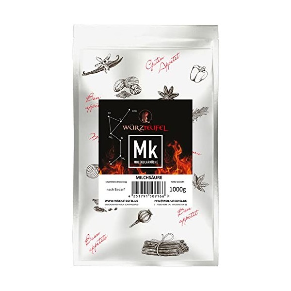 Acide lactique naturel doux, conservateur naturel, acide lactique naturel fabriqué dans lUE, sachet de 1000 g 1,0 kg 