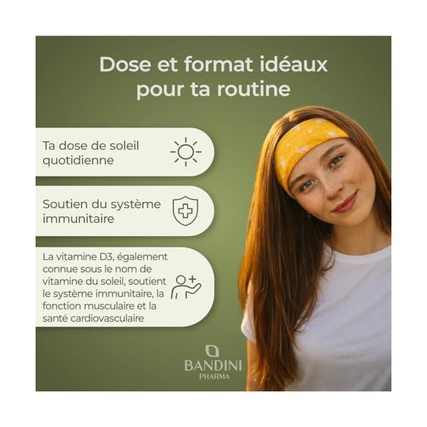 Bandini® Vitamine D3 2000 U.I. par goutte | Cholécalciférol en huile dolive extra vierge | Liquide Fortement Dosée | Pour Sy
