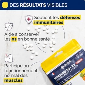 Vitamine D3 2000UI + K2 all-trans MK7, 75µg | 100% VEGAN | Solidité Osseuse, Muscles, Immunité | Arôme naturel d’ananas | Vit...