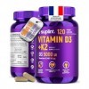 Vitamine D3 K2 Haute Dose – 5000 UI Vitamine D + 100 µg K2 MK-7 – 120 Gélules Véganes – Développé aux Pays-Bas – Certifié GMP