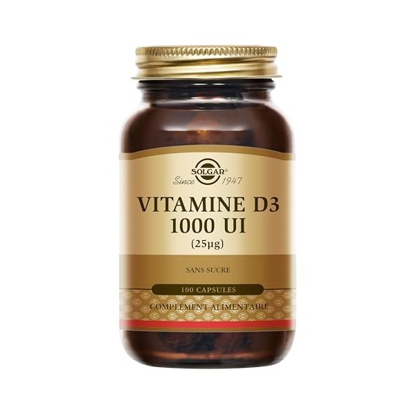 Solgar Vitamine D3 1000 UI 25 µg - Soutient les Défenses immunitaires - Santé des Os - Fonction Musculaire - Dosage Efficac