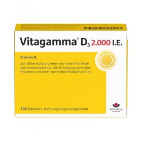 Vitagamma D3 2000 UI : lénergie solaire pour votre santé, contribue au fonctionnement normal du système immunitaire, 100 com