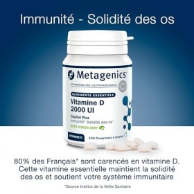 Metagenics Vitamine D3 2000 UI - Haute Dose 50 µg - Soutien Immunitaire & Santé des Os - Sans Gluten, Sans Lactose, Végétarie