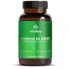 Vitamine D3 Dépôt 20000 UI Comme un comprimé végétalien / 20 jours 120 comprimés végane 