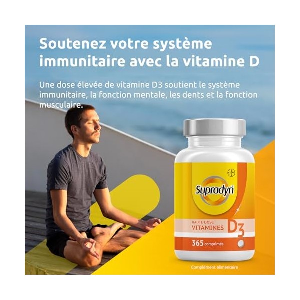 Supradyn® Vitamine D Comprimés 2000 UI Haute Dose 50 μg - Complément alimentaire de Vitamine D3 pour le soutien du système 