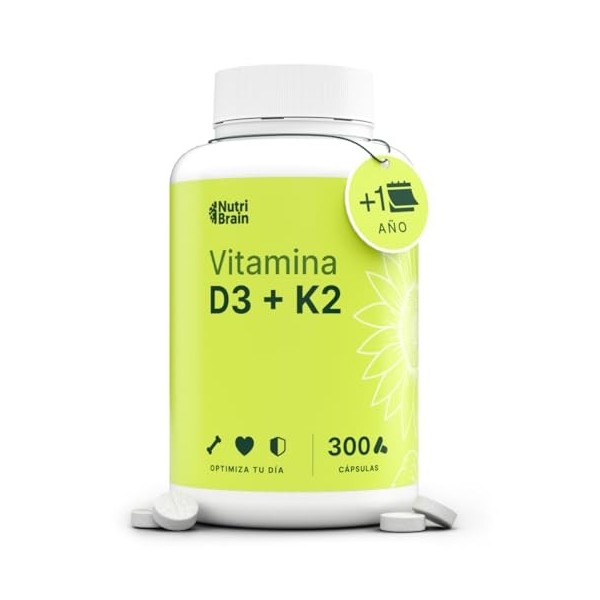 Vitamine D3 et K2 1000 UI - 40 Mois | Premium : MK-7 100% All-Trans Biodisponibilité Maximale | Soutient les Os, le Système I