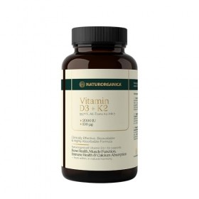 Naturorganica® Vitamine D3 + K2 MK-7 all-trans ≥99,7 % – 2000 UI + 100 µg – Soutient l’immunité, les os, les muscles et les d