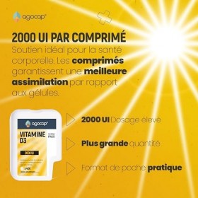 Vitamine D3 2000 UI, Complément Alimentaire pour Os et Système Immunitaire, Format Pocket, 400 comprimés