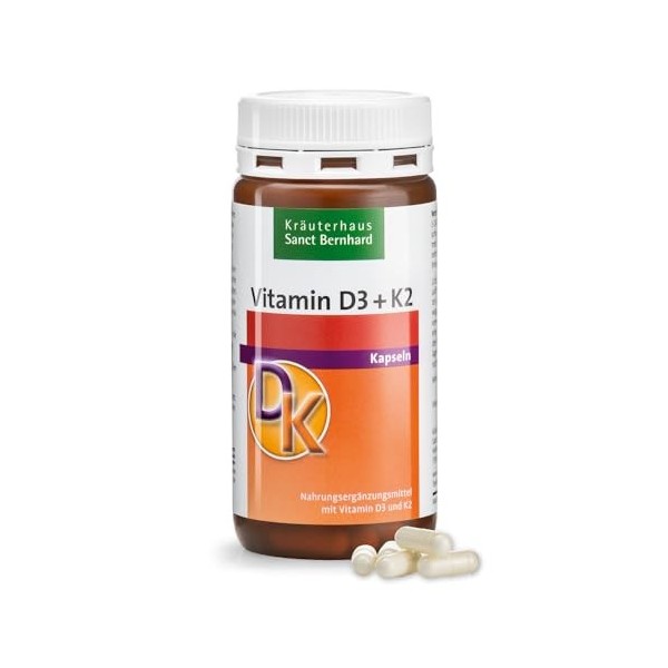 Sanct Bernhard Vitamin D3+K2-Kapseln | Menachinon-7 & MK-7 | 180 Kapseln**G