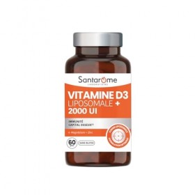 Santarome - Vitamine D3 Liposomale 2000 UI – Immunité & Capital Osseux – Avec Magnésium & Zinc – Haute Assimilation – Vegan, 