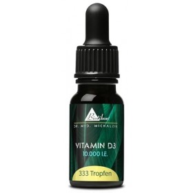 BIOTIKON Gouttes de vitamine D3 végétarienne selon Dr. med. Michalzik - Sans additifs - Vitamine D3 - 10 000 UI - Gouttes de 