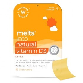 Wellbeing Nutrition Melts Natural Vitamine D3 + K2 Complément alimentaire pour immunité, cœur, muscle, os, protection cellula