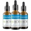 Vitamine D3 + K2 en gouttes – Formule haute teneur avec MK-7 et huile MCT | 50 ml 1250 gouttes | Vegan & sans additifs – pa V...