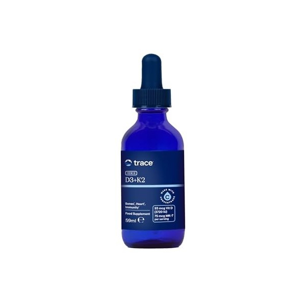 Trace Minerals - Vitamine D3 + K2 Ionique Liquide | 125 mcg 5 000 UI de D3, 100 mcg de K2 | Supplément Alimentaire Concentr