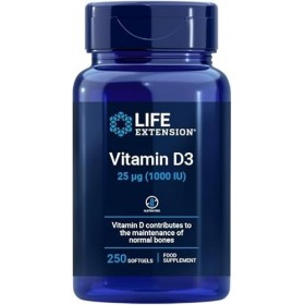 Life Extension - Vitamine D3 25 mcg 1000 UI , 250 Gélules Molles – Soutient la Santé Immunitaire, Osseuse et Cellulaire, Mai